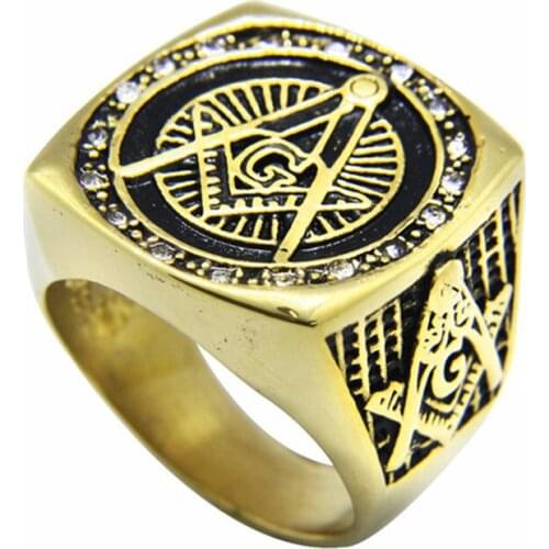 1pc Dropship Cool Size 8-13 Golden Crystal Punk Ring 316L Stainless Steel Fashion Band Party New Ring