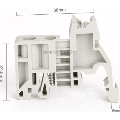 1PCS E-UK 35mm DIN Rail End Screw Clamp Terminal Fixed Block Gray Feed-Through Terminal Block Combined Type