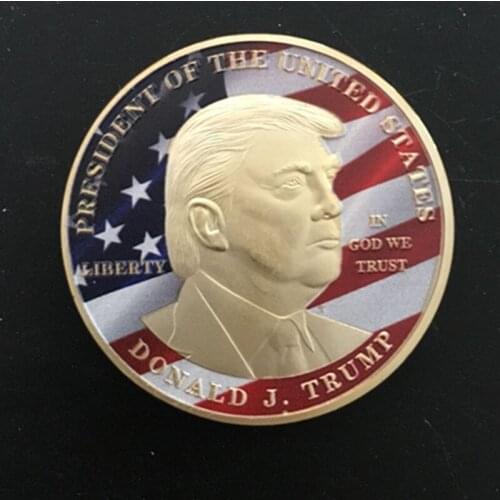 20 pcs The Donald Trump president of USA 24K real gold plated 40 mm souvenir coin collectible art badge decoration coin