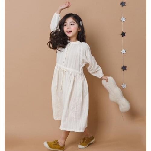 2018 Spring Fall Girls Princess Dress Cotton With Long Sleeve Kids Party Dresses For Girl Baby Toddler Teenager Clothes JW4058A
