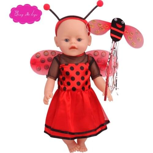 43 cm doll dress girl bee with wing pattern skirt ornament 18 inch American doll f812
