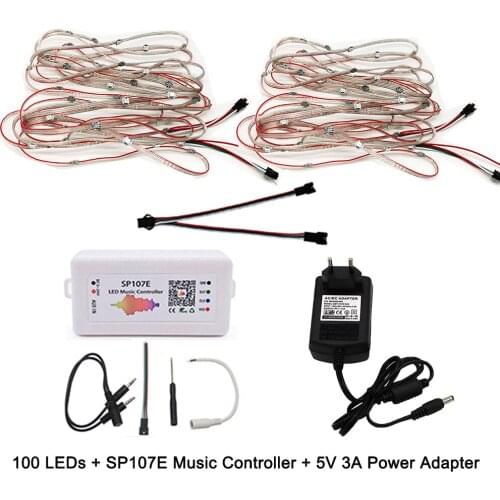 50 100 leds/string WS2812B Pre Soldered Pixels RGB LED Module Heatsink Board Nodes with Bluetooth Music Controller Power Adapter