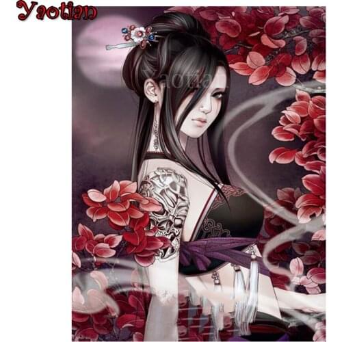 5D Japan Geisha Diamond Painting Full Drill Tattooed Woman Picture Of Rhinestones Embroidery Diamond Mosaic DIY Wall Art decor