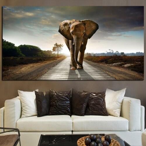 Africa Elephant Animal Landscape Canvas Painting Posters and Prints Wall Art Print Abstract Wall Picture for Living Room Decor