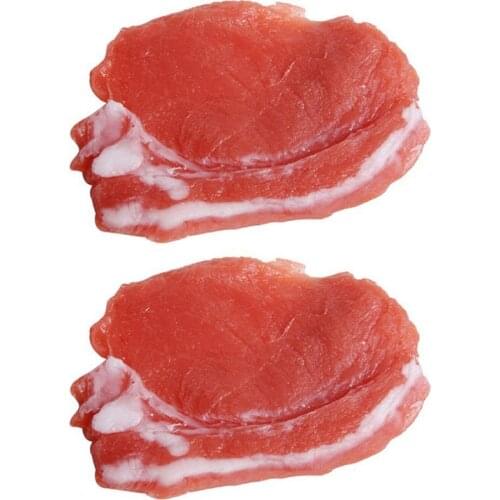 AT69 -2Pcs Fake Cooked Fresh Pork Simulation Lifelike Meat Food Kitchen Cabinet Desk Decoration Photography Props Display