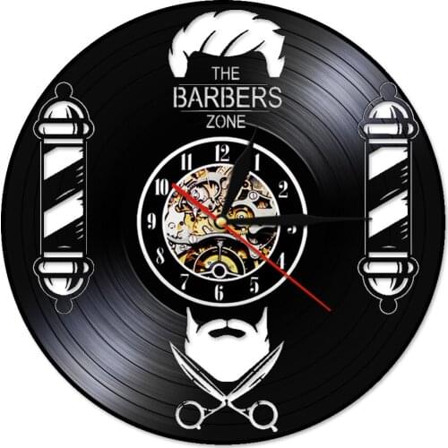 The Barbers Zone Wall Decor Vintage Wall Clock Personality Vinyl Record Wall Clock Handmade Wall Watches 3D Hanging Decor Clocks