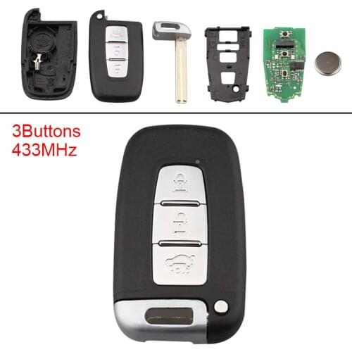 3 Buttons 434MHz Keyless Uncut Flip Remote Key Fob ID46/7952 Chip for HYUNDAI I30 I45 Ix35 Genesis Equus Veloster Tucson Sonata