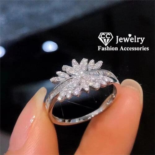CC 925 Silver Rings For Women 18k White Gold Plated Luxury Beautiful Ring Engagement Wedding Jewelry CC3230
