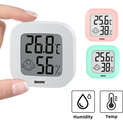 Digital LCD Thermometer Hygrometer Indoor Mini Temperature Humidity Meter Electronic Monitor Smile Face Digital LCD Thermometer