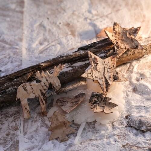 Log Pendant Bark Crafts European Garden Christmas Tree Love Five-Star Elk Christmas Decoration Ornaments