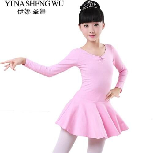 Short/Long Sleeve Children Ballet Dance Practice Costume Girl Pure Cotton Bowknot Ballet Dance Dress Openable Crotch Pure Cotton