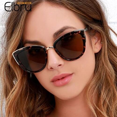 Elbru Vintage Cat Eye Shaped Sunglasses Personality Leopard Sun Glasses Street Photography High Definition Lens Sunshades Unisex