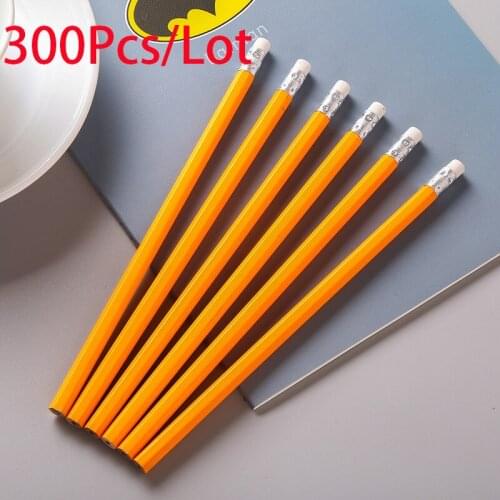 300Pcs/Lot HB Black Pencil With Rubber Writing Learn Pencil Sketch Stationery