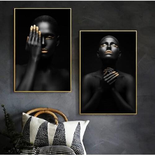 Canvas Painting Wall Art Picture Prints Black Woman on Canvas No Frame Home Decor Wall Poster Cuadros Decoration for Living Room