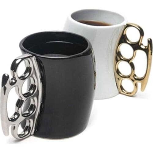 Ceramic Mugs Fist Mugs Creative Ring Water Mugs Black And White
