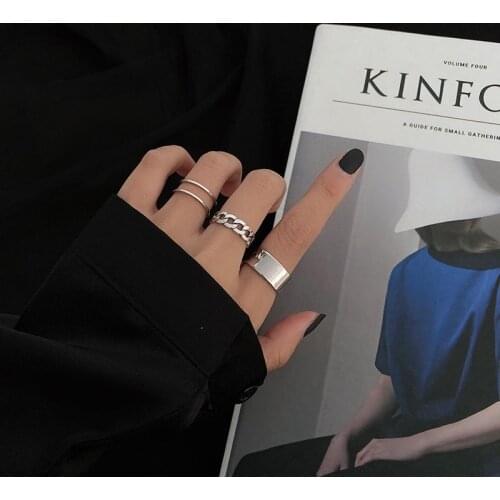 Original Design Silver Color Round Hollow Geometric Rings Set For Women Fashion Hip Hop Punk Open Ring Joint Ring Female Jewelry