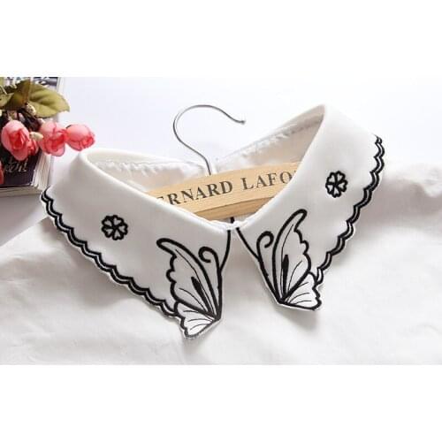 Korean fake collar Hotsale Women White/Black Blouse Collapsible Collar False Detachable Collars decorative embroidery