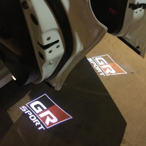 1/2PCS Led Car Door Welcome Laser Projector GR SPORT Logo Ghost Shadow Night Light For Toyota GR YARIS Sports CROWN COROLLA REIZ
