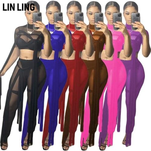 LINLING Womens Simple Low Cut Sides Wide Straps High Legs See Through Gauze Sheer Mesh Two Piece Swimsuit