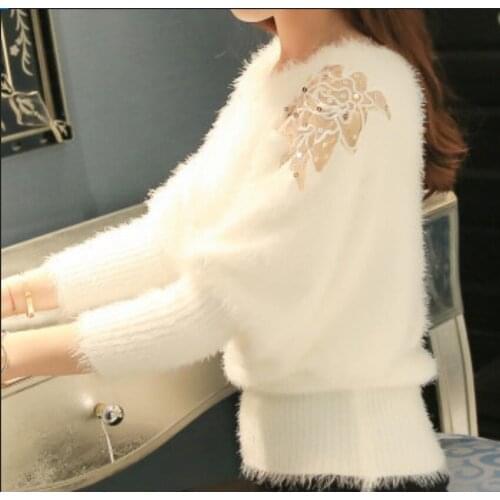 Fashion womens SWEATER new Korean loose soft bat knitted bottoming shirt mohair pullover womens tide spring autumn female tops
