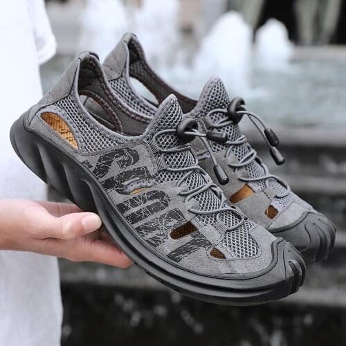 New 2020 Big Size 48 Genuine Leather Cowhide Men Sandals Summer Quality Beach Slippers Casual Sneakers Outdoor Beach Shoes