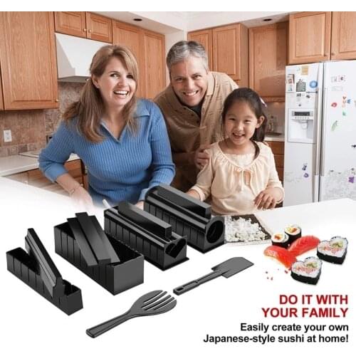 11 Pcs/Set DIY Sushi Making Kit for Beginners Home Kitchen Cooking Tools Healthy Sushi Roll Maker Rice Roll Mold Japanese Gadget