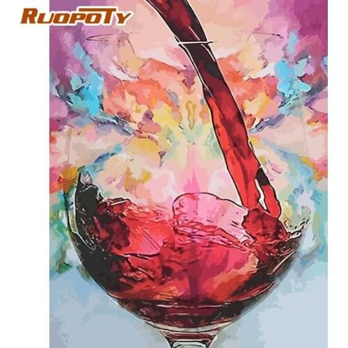 RUOPOTY Paint By Numbers Kits Hand Painted Unique Gift 60x75cm Frame Wine Scenery Oil Picture By Number Home Living Room Decor
