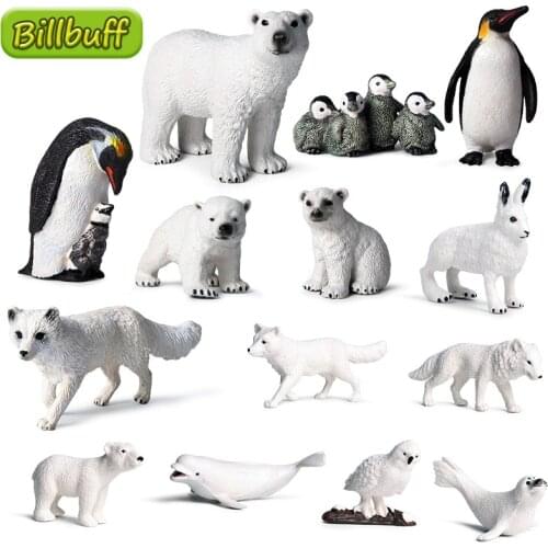 Simulation Arctic Wild Animal Set Polar Bear Penguin Cub Zoo Model Figure Collection Cognition Educational Toy for Children Gift