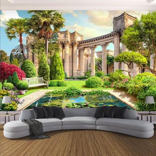 Custom 3D Wallpaper Rome Column Garden Landscape Photo Wall Mural Living Room Bedroom Interior Home Decor Wall Paper For Wall 3D