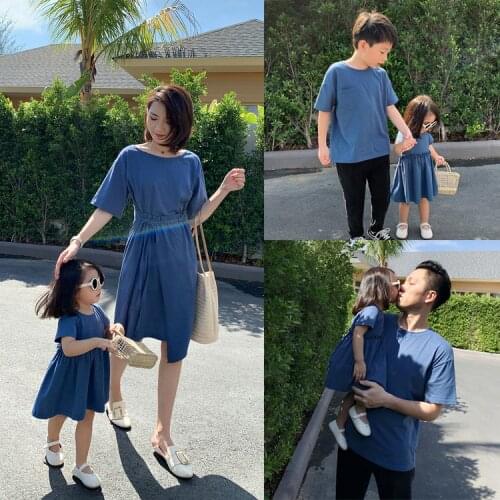 2021 New Summer Dresses Matching Mother Daughter Clothes Family Matching Parent-child Outfit T-Shirt For Father Son Casual