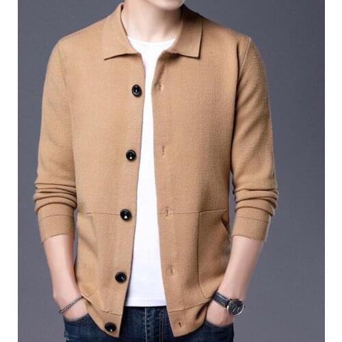 Autumn Winter Mens Sweaters Long Sleeve Knitted Cardigans Men Casual Knitwear Khaki Oversized Sweater Knitted Top Male