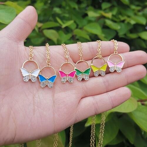 Lost Lady Korean Super Fairy Cute Alloy Butterfly Pendant Necklaces Fantasy Shiny Necklace for Women Clavicle Chain Jewelry Gift
