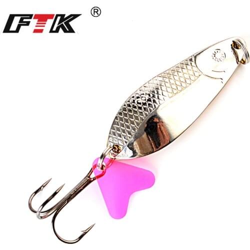 FTK 1pc Metal Fishing Spinner 18g/28g/30g Pike Lure Hard Baits Spoon with Treble Hook Double Sequins Paillette Wobbler Tackle