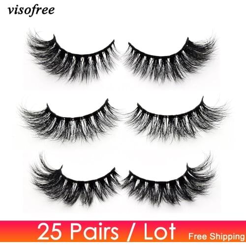 Visofree 25 pairs/lot Eyelashes 3D Mink Lashes Handmade Dramatic Lashes Mink Collection Full Volume False Eyelash Makeup cilios