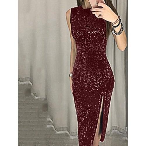 Women Sexy Dress Sleeveless Sequin Bodycon Party Dress Wedding Prom Formal Dress Women Dress Vestidos De Fiesta