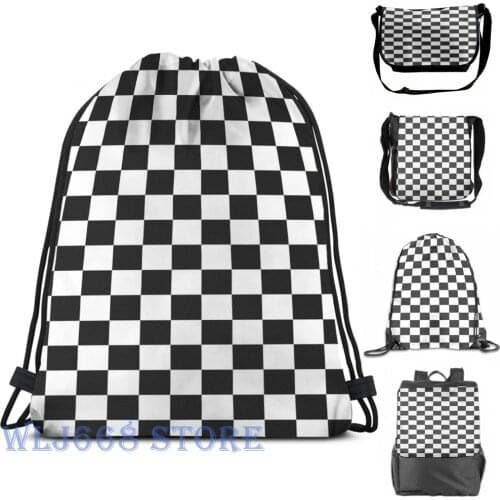 Funny print shoulder Bags women Black and White Check Checkered Flag Motorsports Race Day Chess Single shoulder packmen Gym Bag