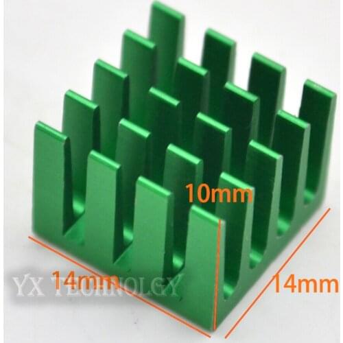 SZYTF 20pcs 14*14*10mm high-quality green slotted radiator fins