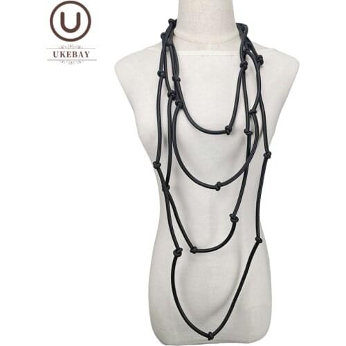 UKEBAY New Handmade Rubber Jewelry Necklace Women Pendant Necklaces Gothic Accessories Black Sweater Chain Goth Party Necklace