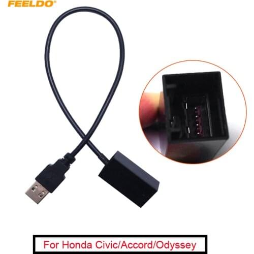 FEELDO 1Pc AUX Extension USB Adapter Cable Wire For Honda Civic/Jazz/CR-V/Accord/Costa/Odyssey OEM Head Unit Audio Media System