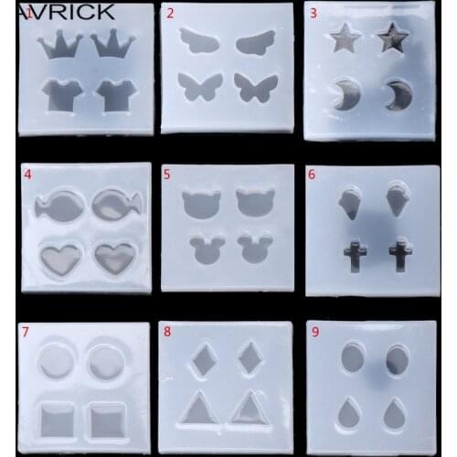 Jewelry Mold Silicone Round Oval Square Shape DIY Stud Earring Epoxy Resin Mold