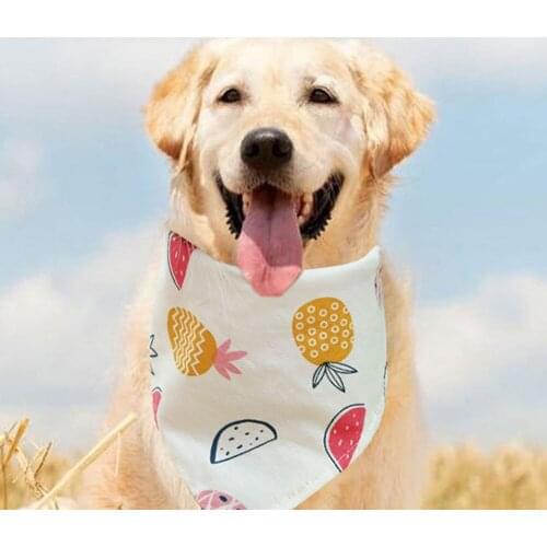 Dog Bandanas Chihuahua Print Fruit Triangular Neckerchief Cotton Puppy Bow Ties Pet Grooming Collar Bibs Dress Up Birthday Party