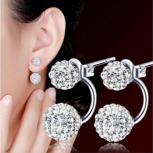 Round Ball Beads Crystal Dangle drop Earring for Women fashion christmas gifts hook Jewelry E1902