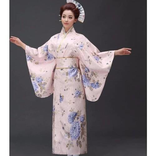New Arrival Japanese Women Original Yukata Dress Traditional Kimono With Obi Performance Dance Costumes One Size