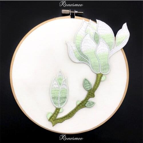 1Pc Flower Applique Clothing Embroidery Patch Fabric Sticker Iron On Patch Craft Sewing Repair Cheongsam Jeans DIY 18X9.cm SX269