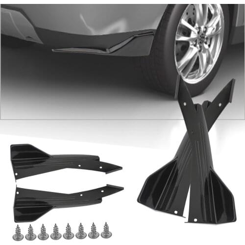 2Pcs Canards Fins Anti-crash Diffuser Gloss Black Universal Lip Diffuser Splitter Car Rear Bumper Spoiler Scratch Protector