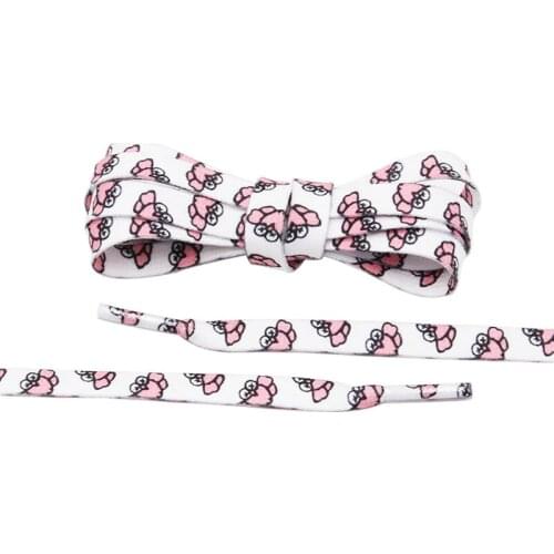 30 Pairs/lot) Weiou 0.9cm Flat Print Adorable Pink Carton Cotton Shoe Laces For Women Adults Children Canvas Sneakers Shoelaces