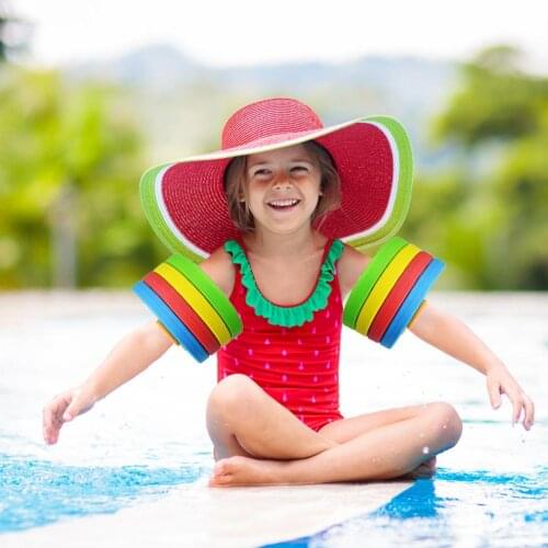4 Pcs Kids Arm Float Discs EVA Swim Float Colorful Discs Armbands Floating Sleeves Buoyancy Circles Rings