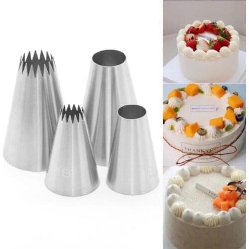 4PCS Round Flower Large Size Cake Decorating Pastry Piping Nozzle Icing Tips Bakeware Kitchen Cookies Tools Stainless Steel