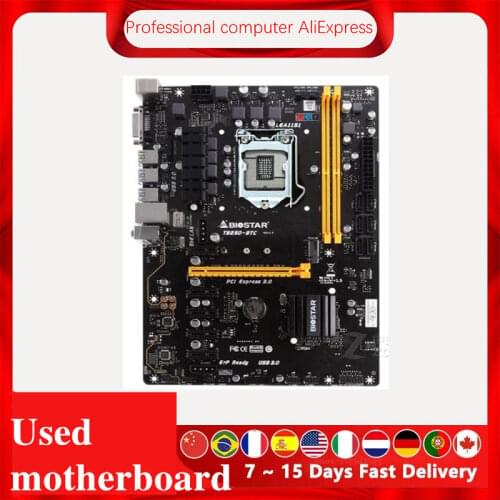 6GPU 6PCI-E BTC PRO For BIOSTAR TB250-BTC Original Desktop MINING EXPERT Intel 1151 B250 DDR4 LGA 1151Used Motherboard