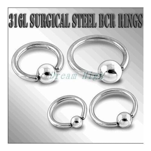 Free Shipping 316L surgical steel BCR Rings fashion Body piercing Jewelry 100pcs/lot Promotional Gift